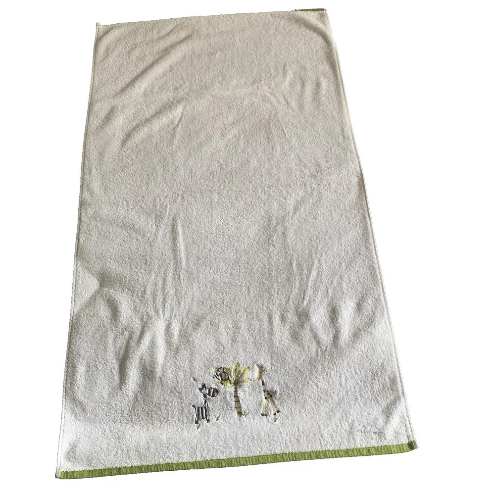 Casaba Kids Animals Zebra Monkey Giraffe Palm Embroidered Bath Towel 26